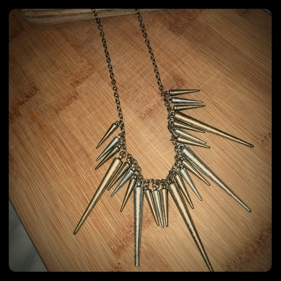 Rustic Spike Two Tone Necklace - Picture 2 of 4